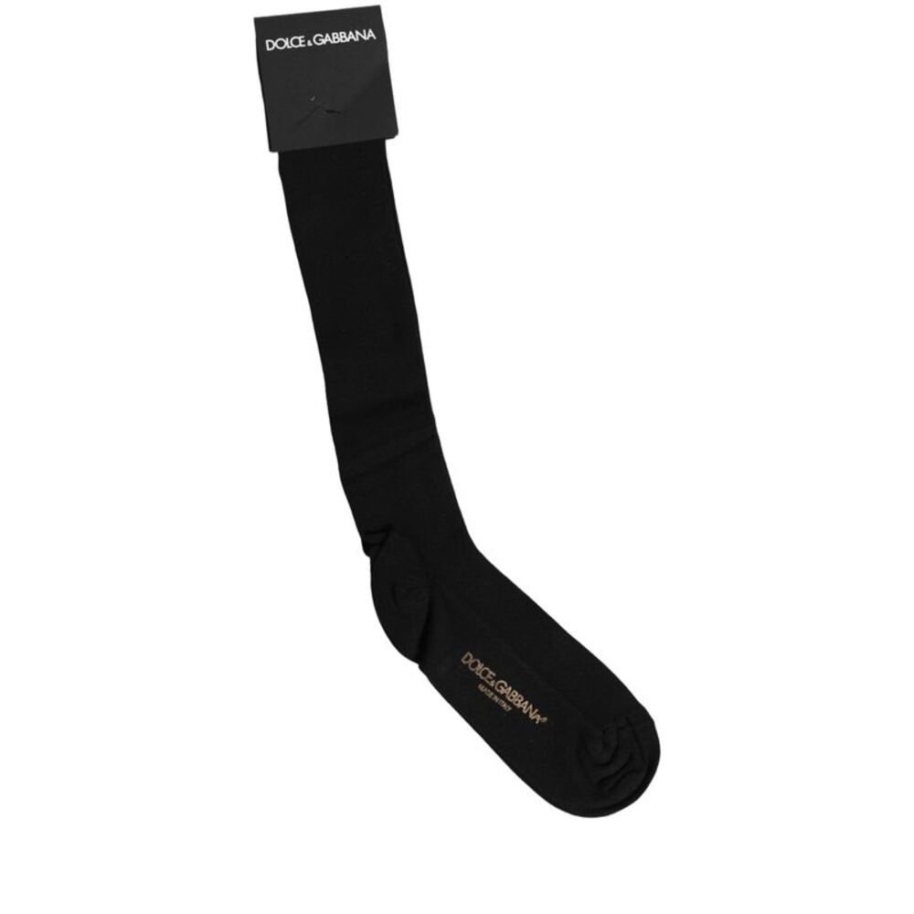 Dolce & Gabbana Black Viscose Logo Over The Calf Accessory Women's Socks